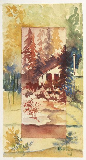 Picture of Forest Cabin in Yellow and Red